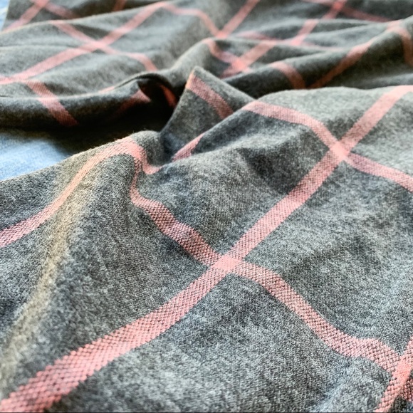 Charcoal and burgundy plaid cardigan - Picture 6 of 7